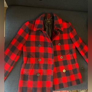 J Crew Check Pea Coat